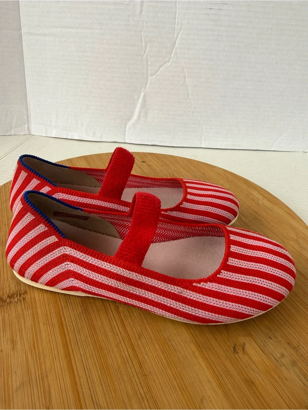 Rothy’s Kids Mary Jane Size K2 Cherry Stripped Flats Shoes Comfort Colorful